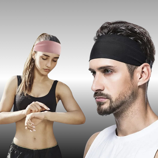 Homme en tenue de sport avec bandeau noir anti-glisse