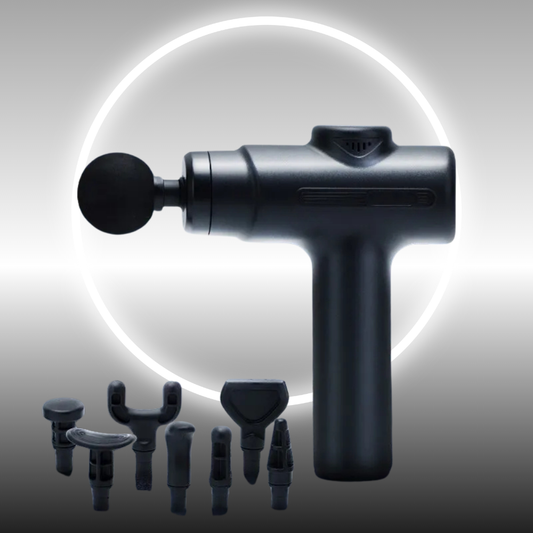 Pistolet de massage musculaire noir avec embout rond – récupération profonde