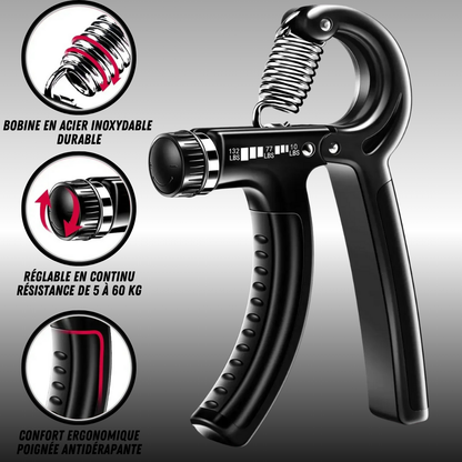 Grip de musculation avec indicateur de résistance – 5 à 60 kg