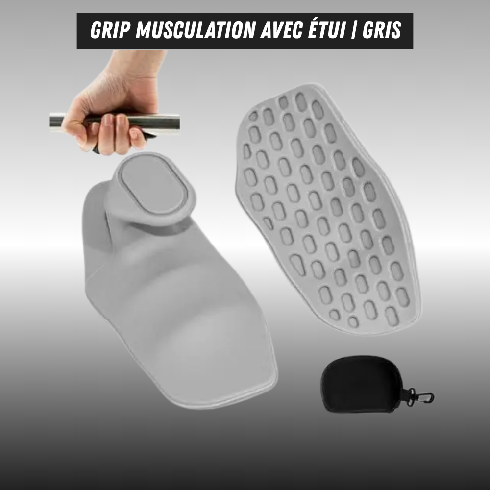 Grip musculation gris avec étui – confort de prise et prévention des ampoules