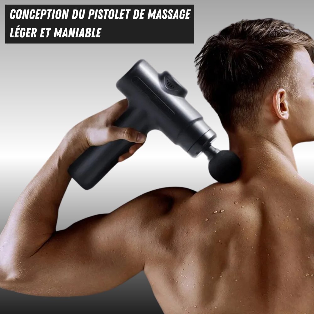Utilisation du pistolet de massage sur les épaules – soulagement musculaire