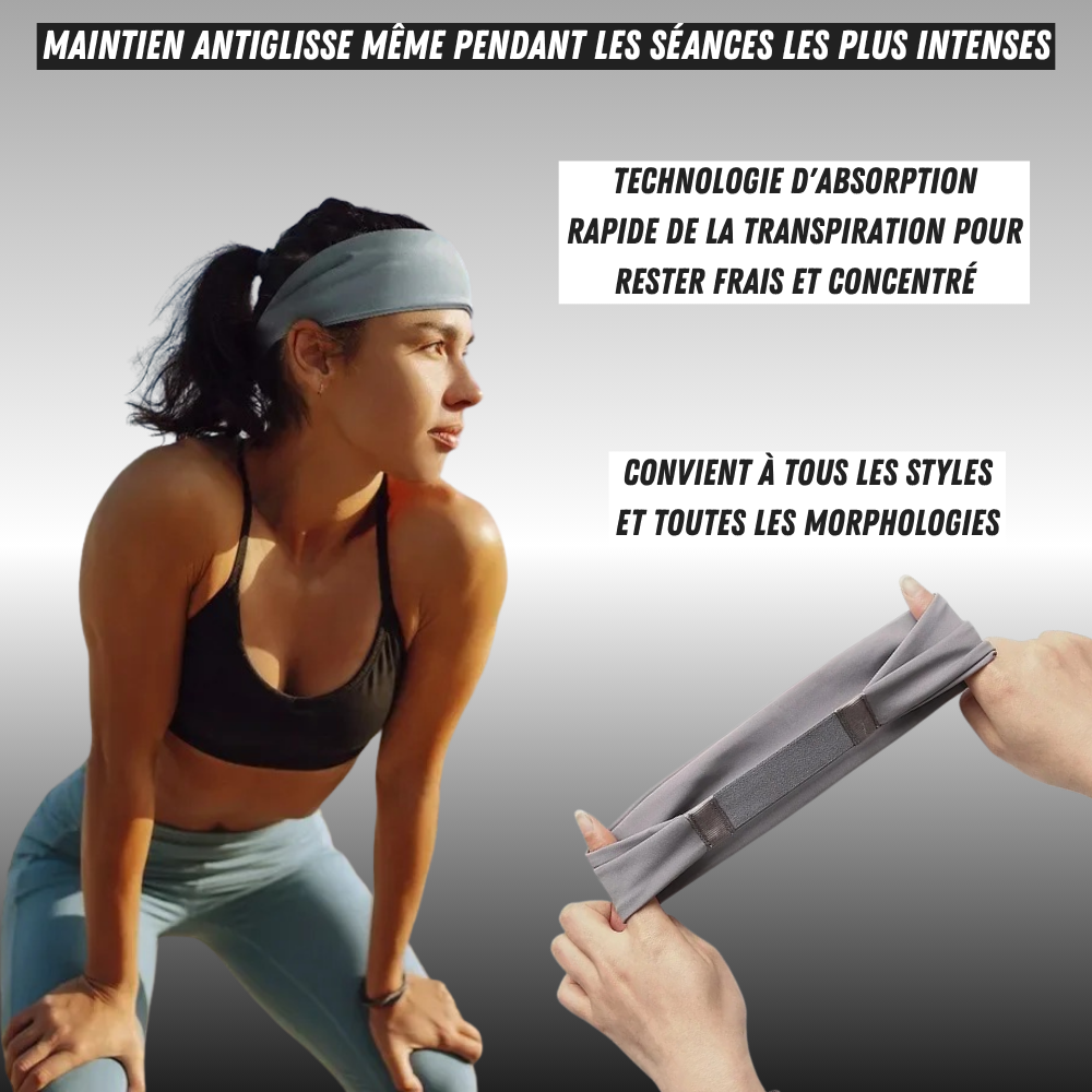 Femme portant un bandeau de sport rose extensible et respirant